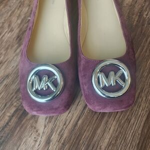 Michael Kors Women's Plum Suede Flats with Silver Logo
